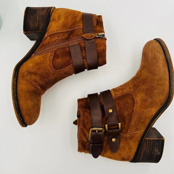 Franco Sarto Women's Linden Block Heel Brown Bootie Size 7 - Picture 6 of 12